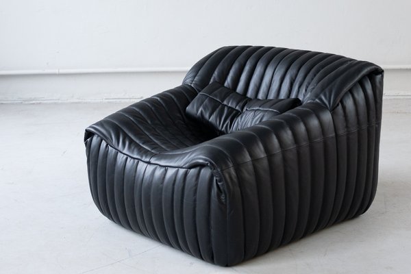 Cinna Ligne Roset Black Leather Sandra Armchair attributed to Annie Hieronimus, 1973-IXA-1789836