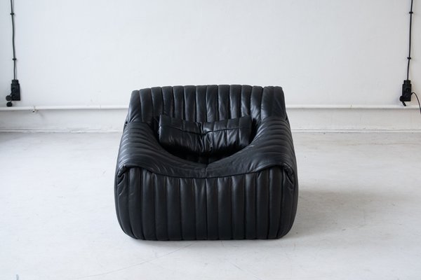 Cinna Ligne Roset Black Leather Sandra Armchair attributed to Annie Hieronimus, 1973-IXA-1789836