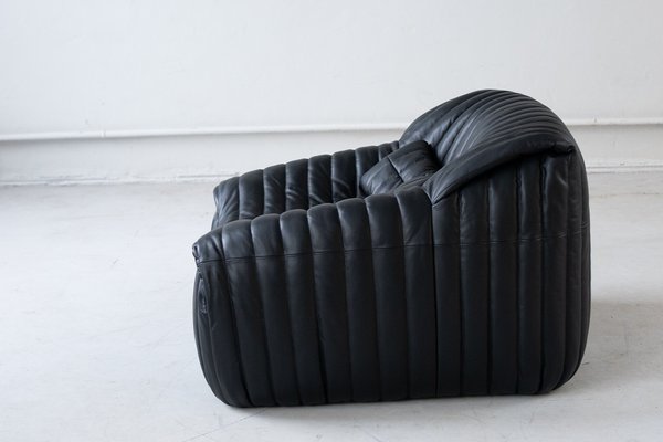 Cinna Ligne Roset Black Leather Sandra Armchair attributed to Annie Hieronimus, 1973-IXA-1789836