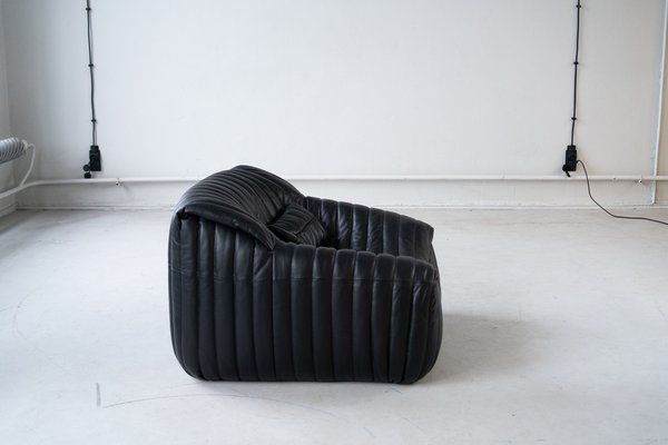 Cinna Ligne Roset Black Leather Sandra Armchair attributed to Annie Hieronimus, 1973-IXA-1789836