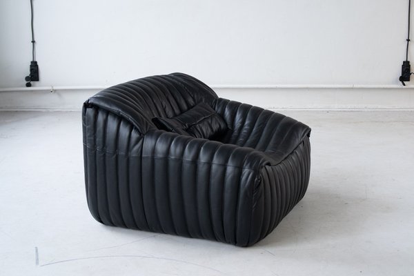 Cinna Ligne Roset Black Leather Sandra Armchair attributed to Annie Hieronimus, 1973-IXA-1789836