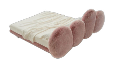 Edra Cipria Bed - Ecological fur double bed side view