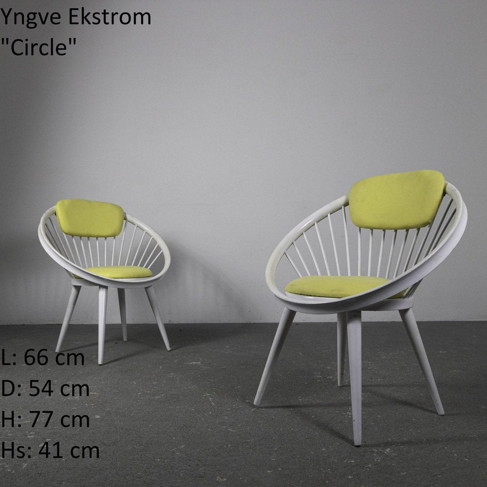 Circle Armchairs by Yngve Ekstrom, 1970s, Set of 2