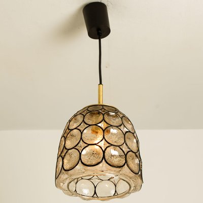 Circle Iron & Bubble Glass Pendant Light from Limburg, 1970s-VDW-1308530