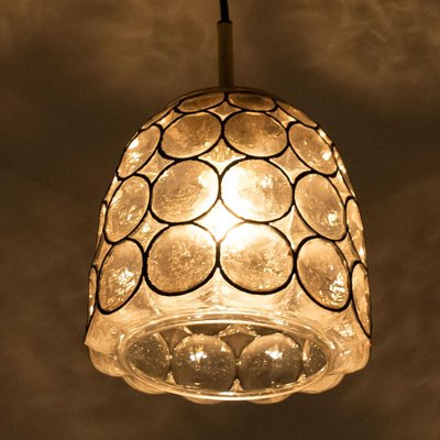 Circle Iron & Bubble Glass Pendant Light from Limburg, 1970s-VDW-1308530