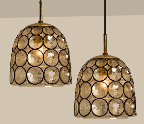 Circle Iron & Bubble Glass Pendant Light from Limburg, 1970s-VDW-1308530