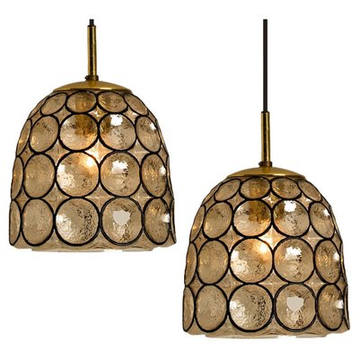 Circle Iron & Bubble Glass Pendant Light from Limburg, 1970s-VDW-1308530