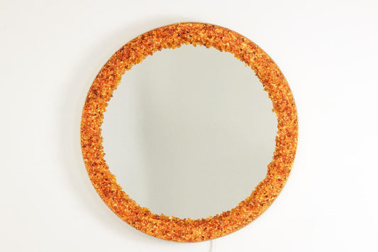 Circular Backlit Mirror in Amber