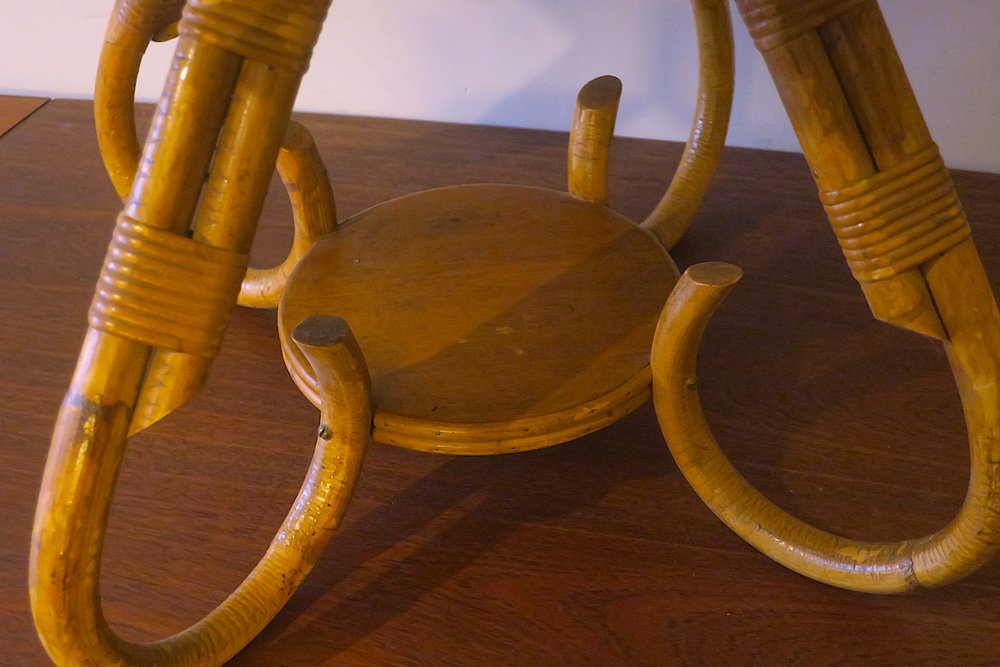 Circular Bamboo Coffee Table, 1960s