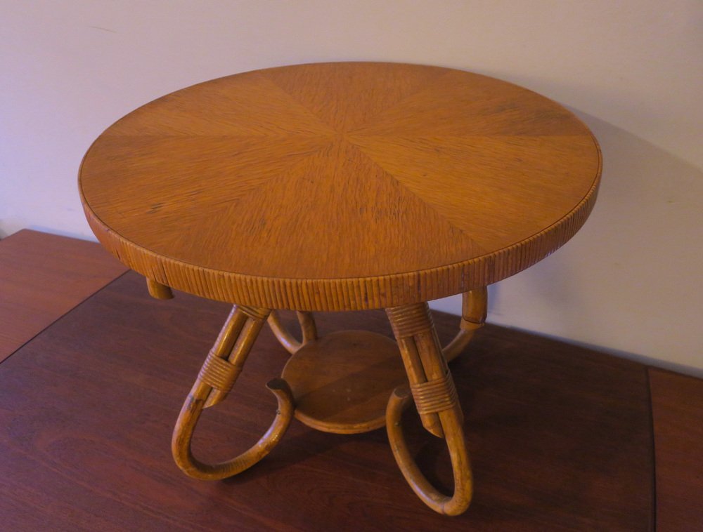 Circular Bamboo Coffee Table, 1960s