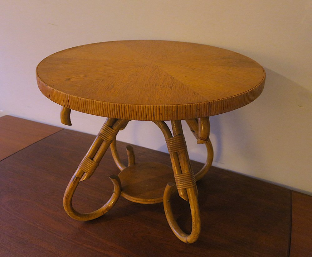 Circular Bamboo Coffee Table, 1960s