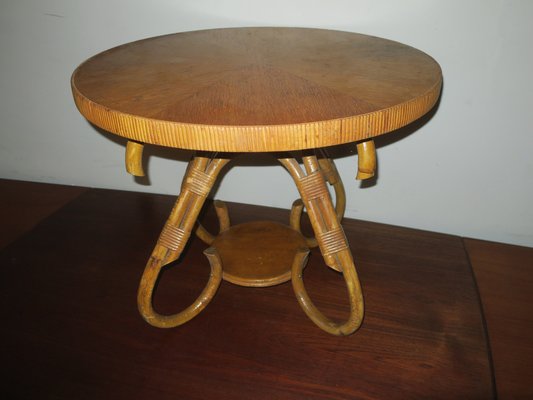 Circular Bamboo Coffee Table, 1960s-ED-1735312