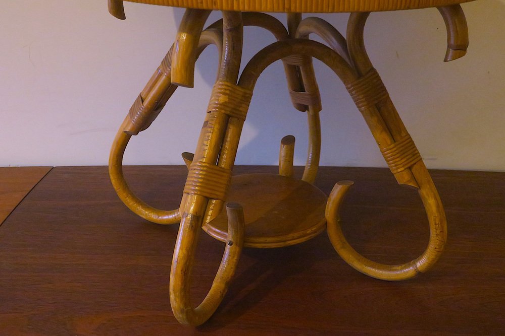 Circular Bamboo Coffee Table, 1960s