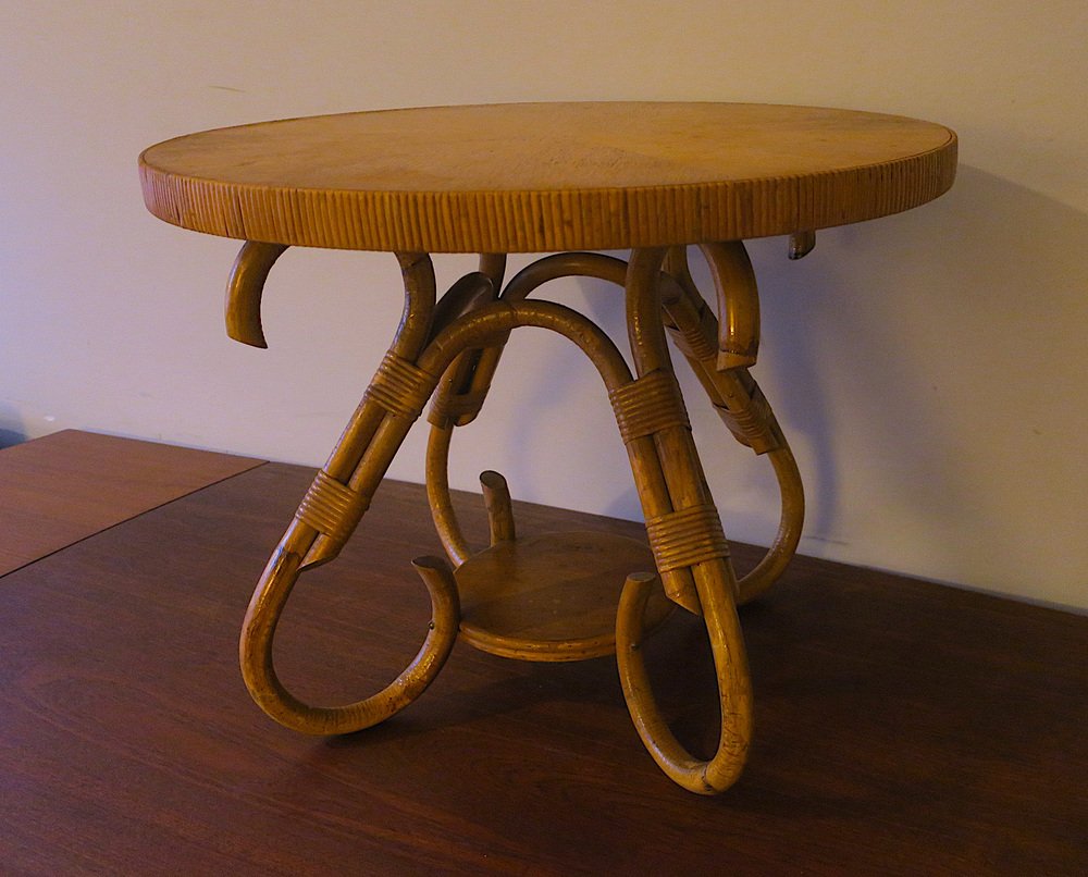 Circular Bamboo Coffee Table, 1960s