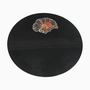 Circular Coffee Table in Black Resin and Petrified Wood by Ado Chale-NJJ-955160