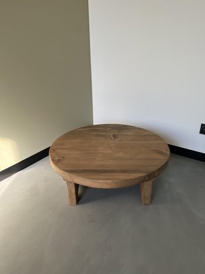 Circular Coffee Table in Pine, 1950s-WKI-1412150