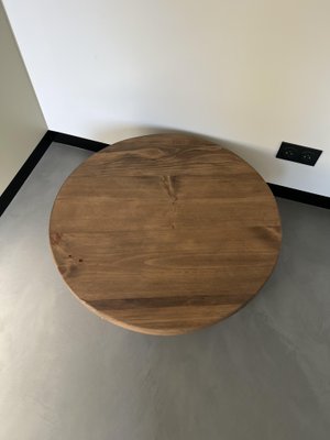 Circular Coffee Table in Pine, 1950s-WKI-1412150