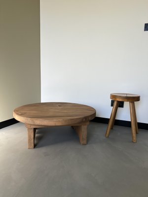 Circular Coffee Table in Pine, 1950s-WKI-1412150