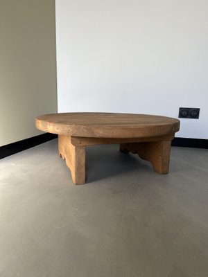 Circular Coffee Table in Pine, 1950s-WKI-1412150