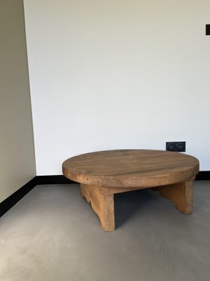 Circular Coffee Table in Pine, 1950s-WKI-1412150