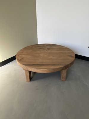 Circular Coffee Table in Pine, 1950s-WKI-1412150