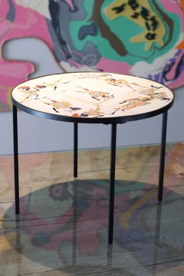 Circular Coffee Table with Warrior Decor by Roger Capron, 1960s-LA-1756461