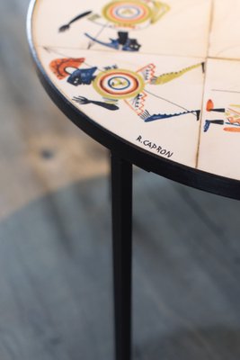 Circular Coffee Table with Warrior Decor by Roger Capron, 1960s-LA-1756461