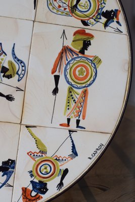 Circular Coffee Table with Warrior Decor by Roger Capron, 1960s-LA-1756461