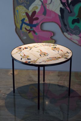 Circular Coffee Table with Warrior Decor by Roger Capron, 1960s-LA-1756461