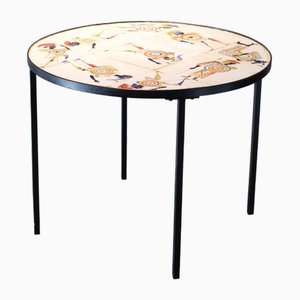 Circular Coffee Table with Warrior Decor by Roger Capron, 1960s-LA-1756461