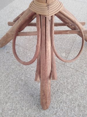 Circular Dining Table in Rattan and Chipwood Wickerwork, 1960s-GJF-2034838