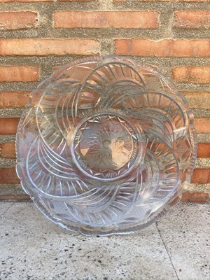 Circular Engraved Glass Plate, 1960s-NOU-786611