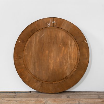 Circular Frame in Brass and Wood Wall Mirror for Marelli, 1950s-FWM-1394031