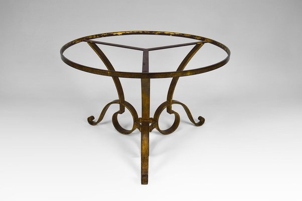 Circular Gilded Wrought-Iron & Marble Table by Raymond Subes, 1935-XNH-895882