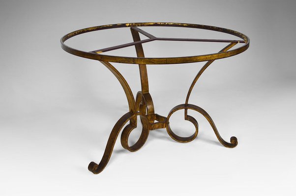 Circular Gilded Wrought-Iron & Marble Table by Raymond Subes, 1935-XNH-895882