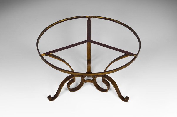 Circular Gilded Wrought-Iron & Marble Table by Raymond Subes, 1935-XNH-895882