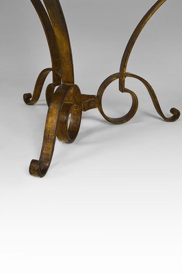 Circular Gilded Wrought-Iron & Marble Table by Raymond Subes, 1935-XNH-895882