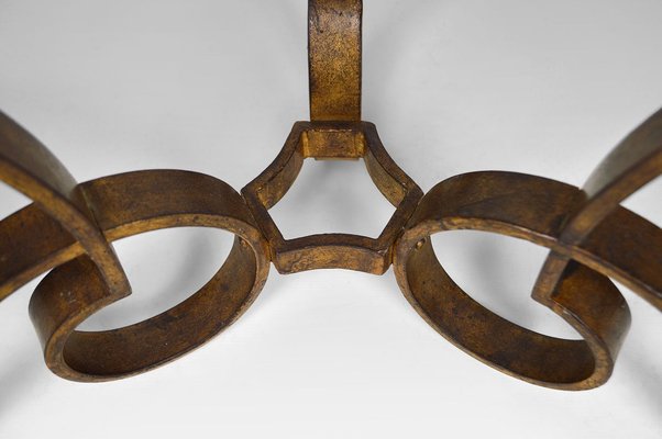 Circular Gilded Wrought-Iron & Marble Table by Raymond Subes, 1935-XNH-895882