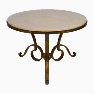 Circular Gilded Wrought-Iron & Marble Table by Raymond Subes, 1935-XNH-895882