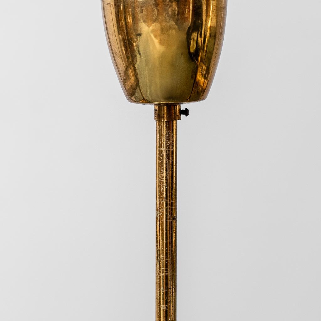 Circular Glass and Brass Ceiling Chandelier, 1950s