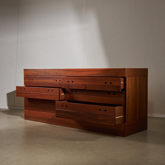 Circular Handles Walnut Sideboard, 1980s