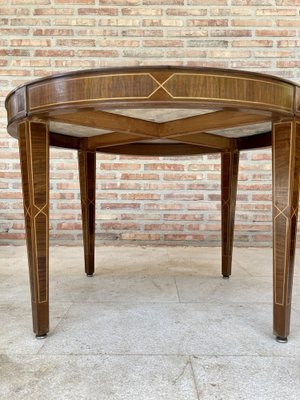 Circular Side Table in Wood with Lemongrass Marquetry Fillets-NOU-989479