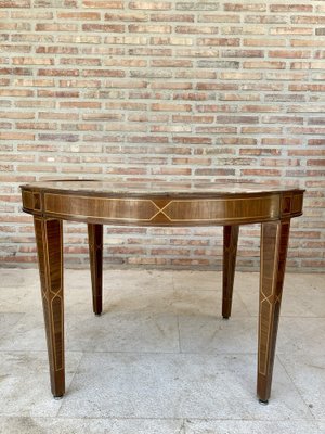 Circular Side Table in Wood with Lemongrass Marquetry Fillets-NOU-989479