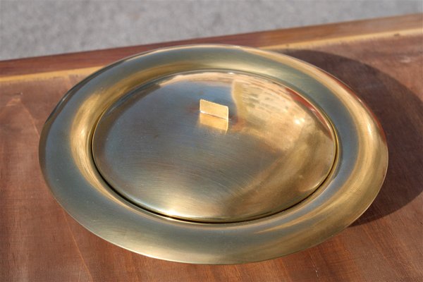 Circular Tobacco Box in Brass, Italy, 1950s-EH-1791719