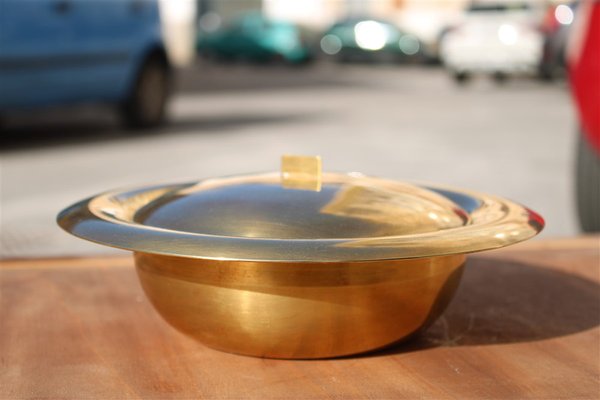 Circular Tobacco Box in Brass, Italy, 1950s-EH-1791719