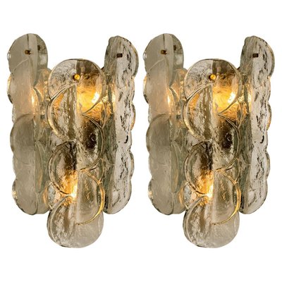 Citrus Swirl Clear Glass Wall Lights or Sconces by J.T. Kalmar, 1969, Set of 2-VDW-1158576