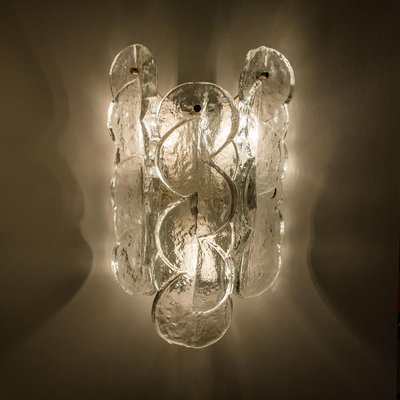 Citrus Swirl Clear Glass Wall Lights or Sconces by J.T. Kalmar, 1969, Set of 2-VDW-1158576