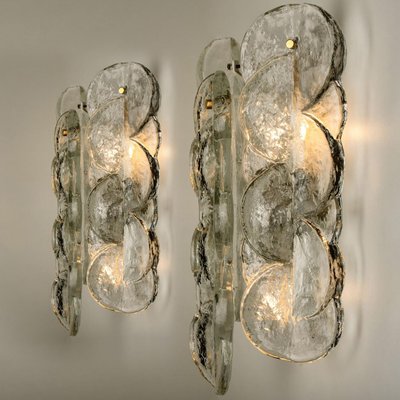 Citrus Swirl Clear Glass Wall Lights or Sconces by J.T. Kalmar, 1969, Set of 2-VDW-1158576