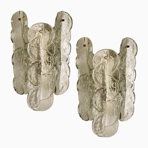 Citrus Swirl Clear Glass Wall Lights or Sconces by J.T. Kalmar, 1969, Set of 2-VDW-1158576