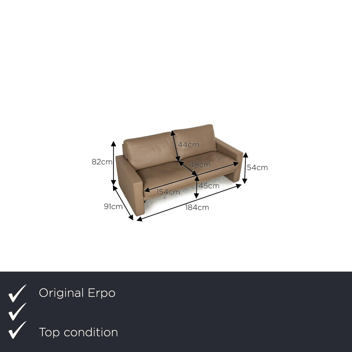 CL 100 Leather Three-Seater Sofa from Erpo